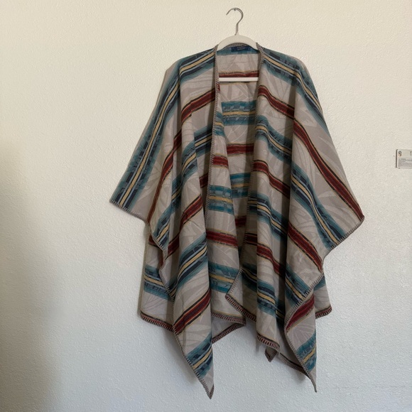 Pendleton Aztec Southwest Wool Cape Poncho Tommy Bahama - Picture 4 of 12